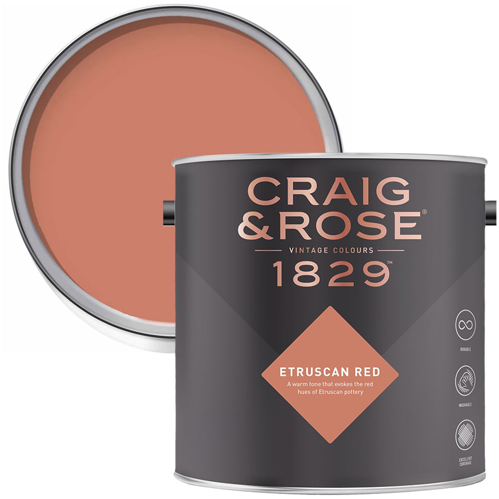 Craig & Rose Kitchen and Bathroom Etruscan Red Eggshell Paint 750ml Image 1