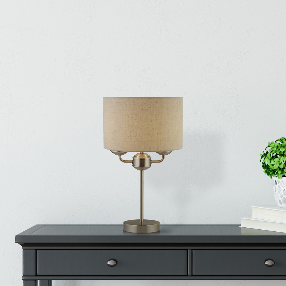 Lighting Collection Tanner Brushed Silver Table Lamp Image 2