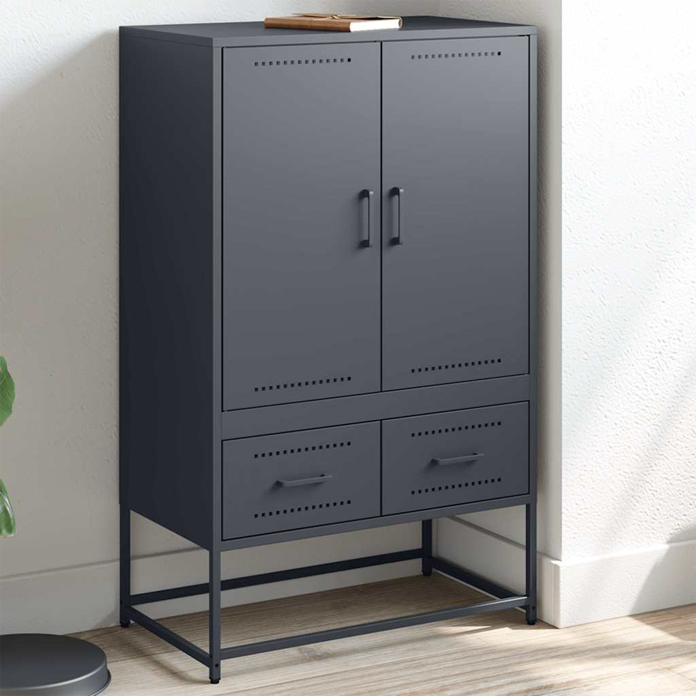 vidaXL 2 Door 2 Drawer Anthracite Cold-Rolled Steel Highboard Image 1