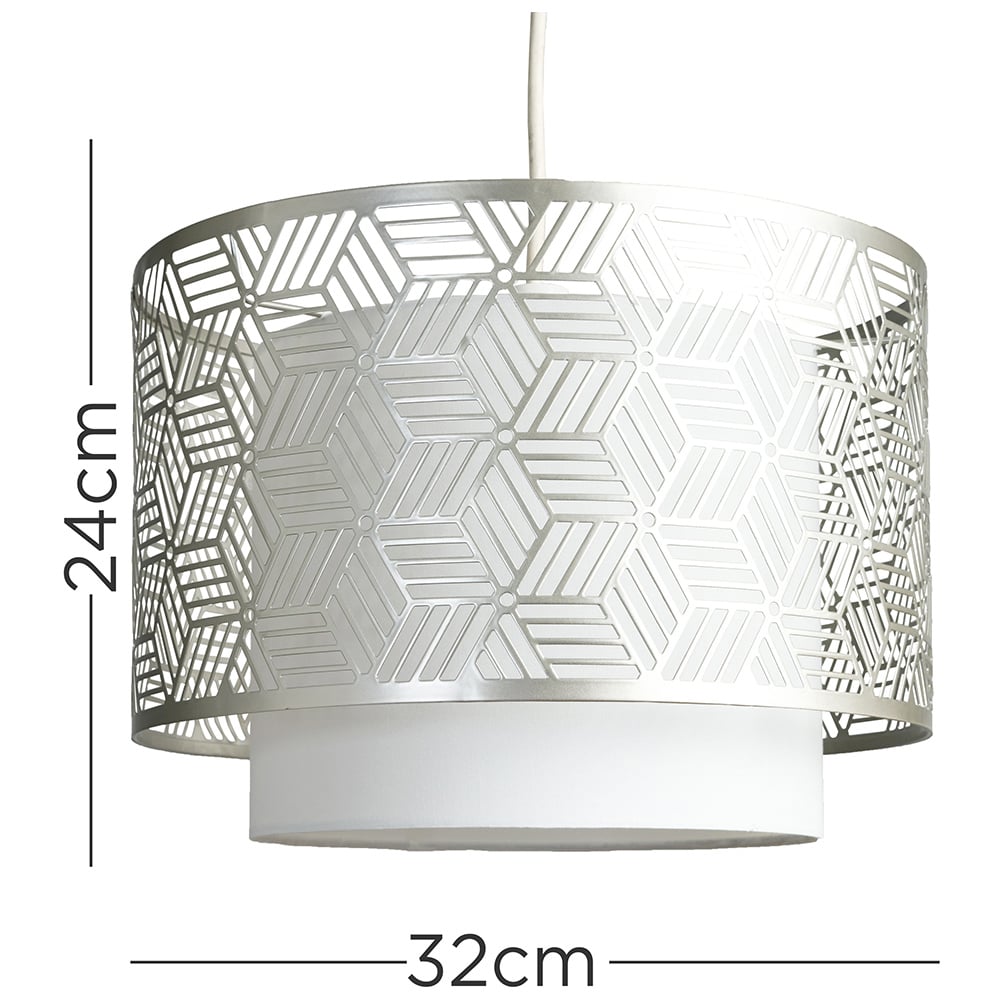 ValueLights Eugene Geo Grey Ceiling Pendant Light Drum Lamp Shade Image 5