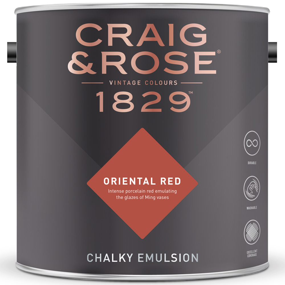 Craig & Rose Walls and Ceilings Oriental Red Chalky Emulsion Paint 5L Image 2