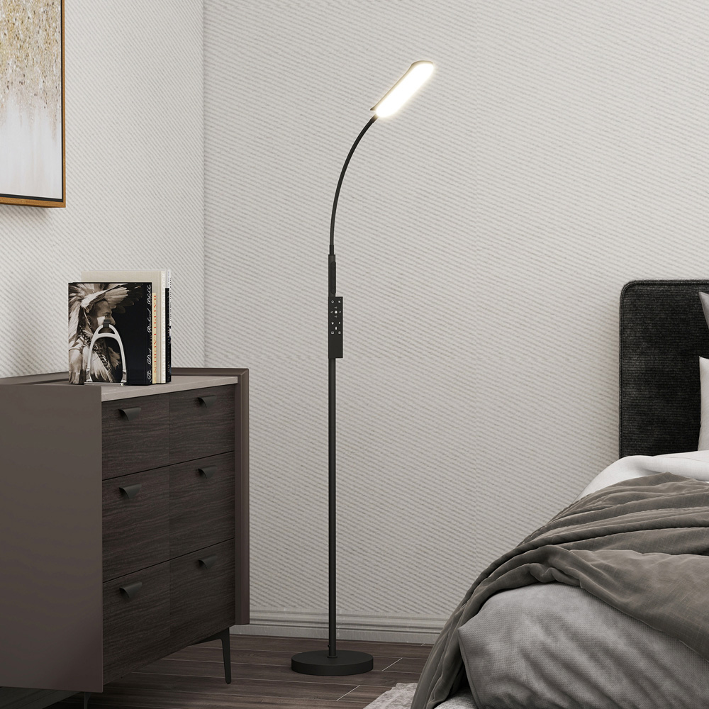 HOMCOM Black LED Adjustable Floor Lamp with Magnetic Remote Image 2