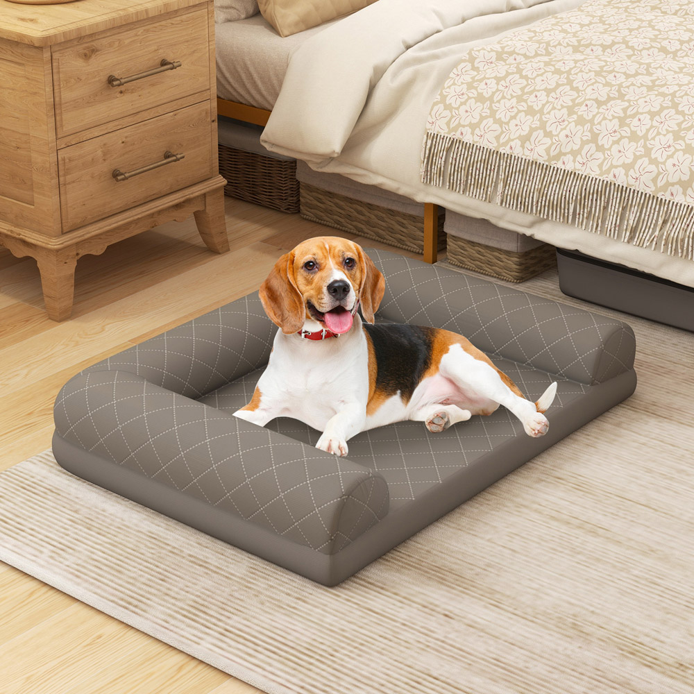 Costway Grey 3 Side Bolster Egg Foam Orthopaedic Dog Bed Image 2