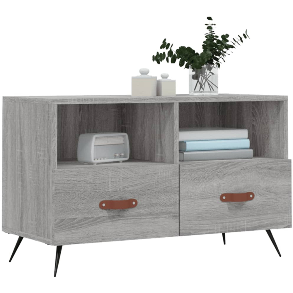 vidaXL 2 Drawer 2 Shelf Grey Sonoma TV Cabinet Image 3