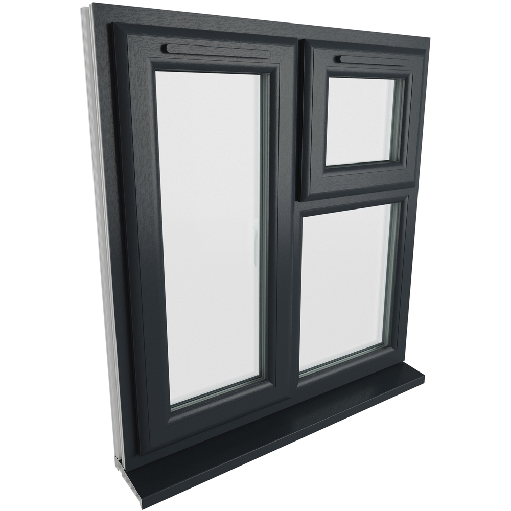 Crystal uPVC Double Glazed Window LH Side Hung and Top Opener Grey White Clear Glass 905x965mm Image 9