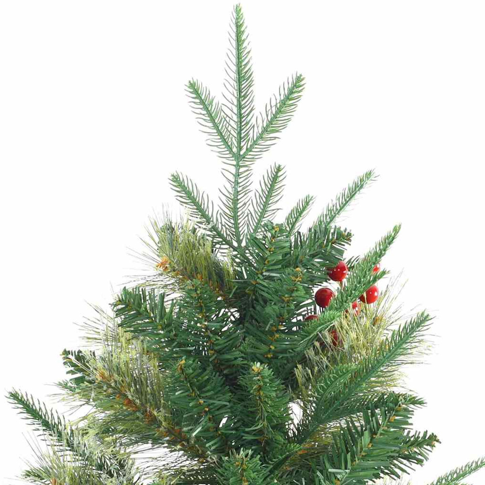 vidaXL Pre-Lit Black Baubles Green Artificial Hinged Christmas Tree 5ft Image 7