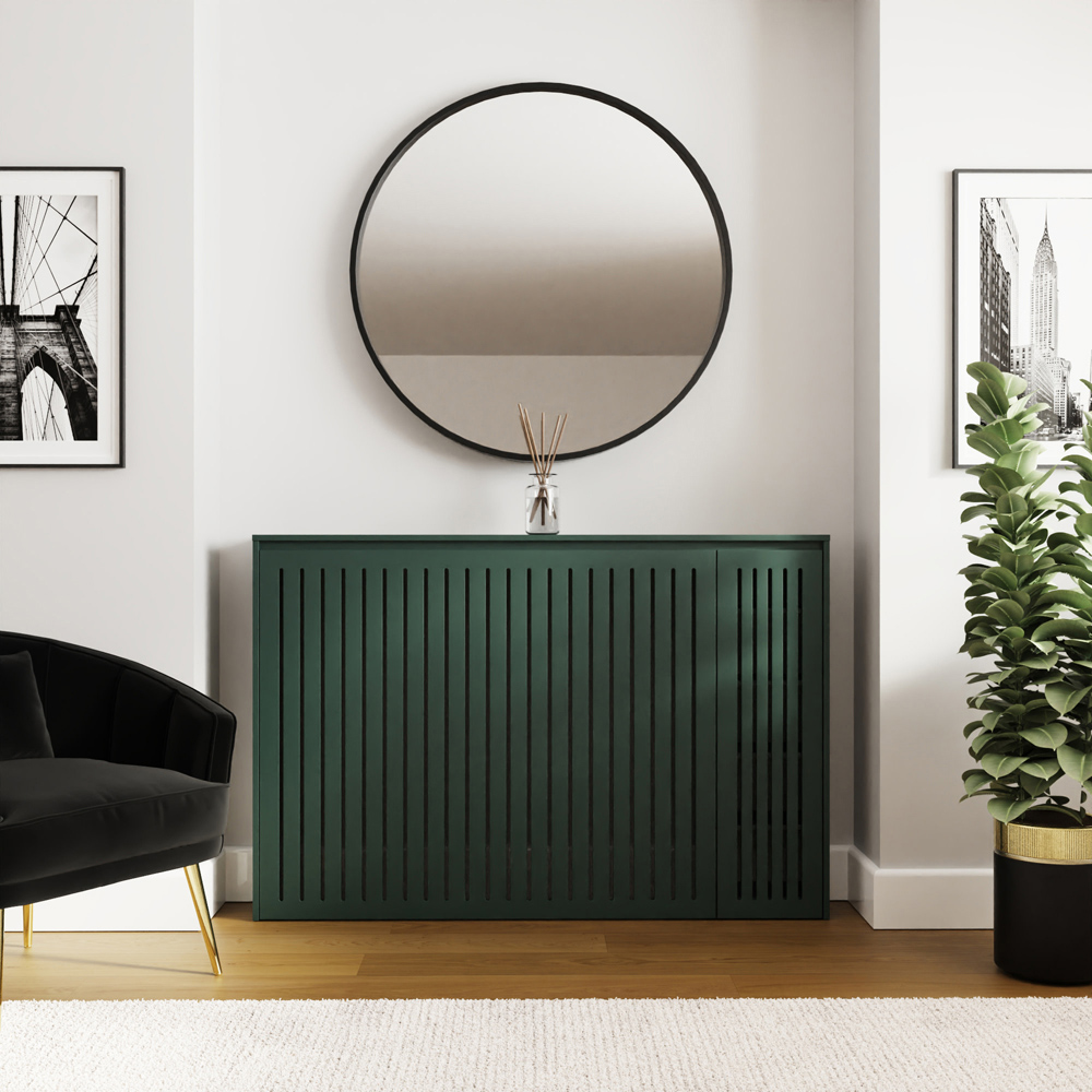 GFW Cooper Single Door Forest Green Radiator Cover Image 2