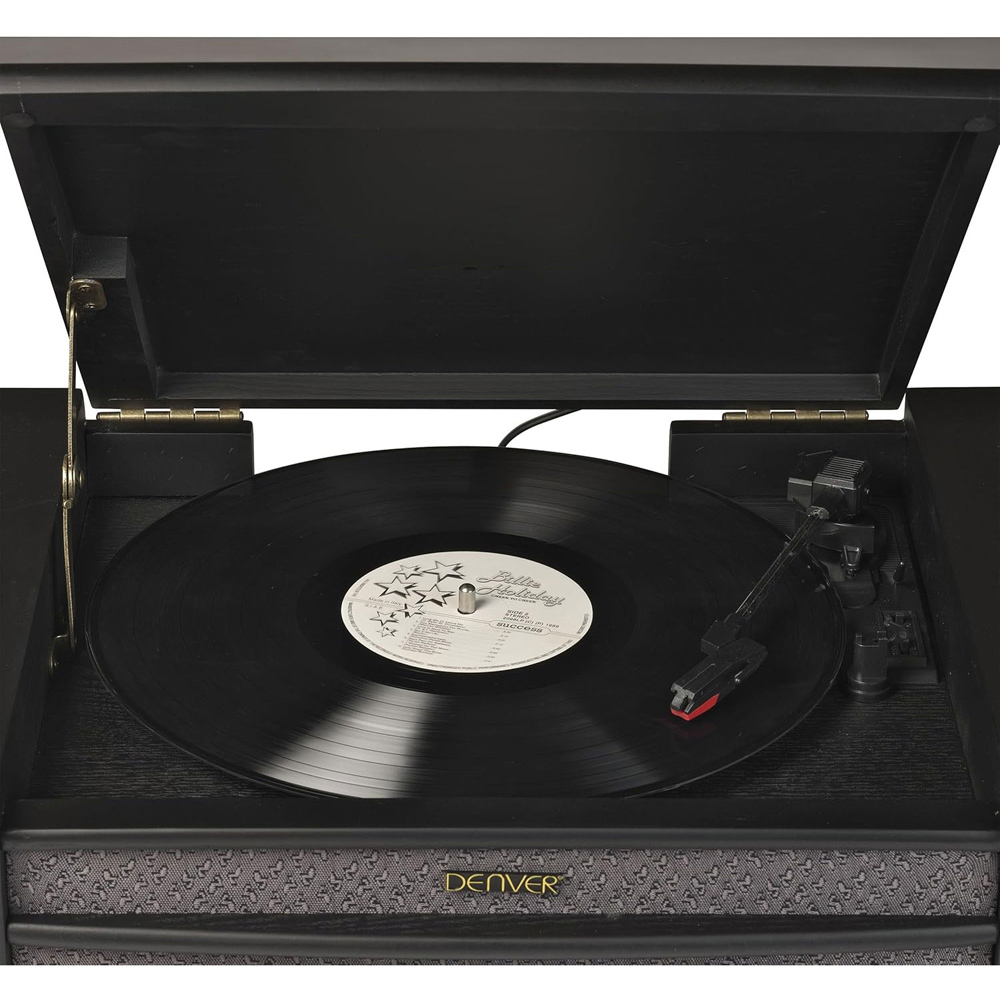 Denver MRD-51BT 9 in 1 Black Wooden Retro Bluetooth DAB Radio Record Player with Speakers Image 4