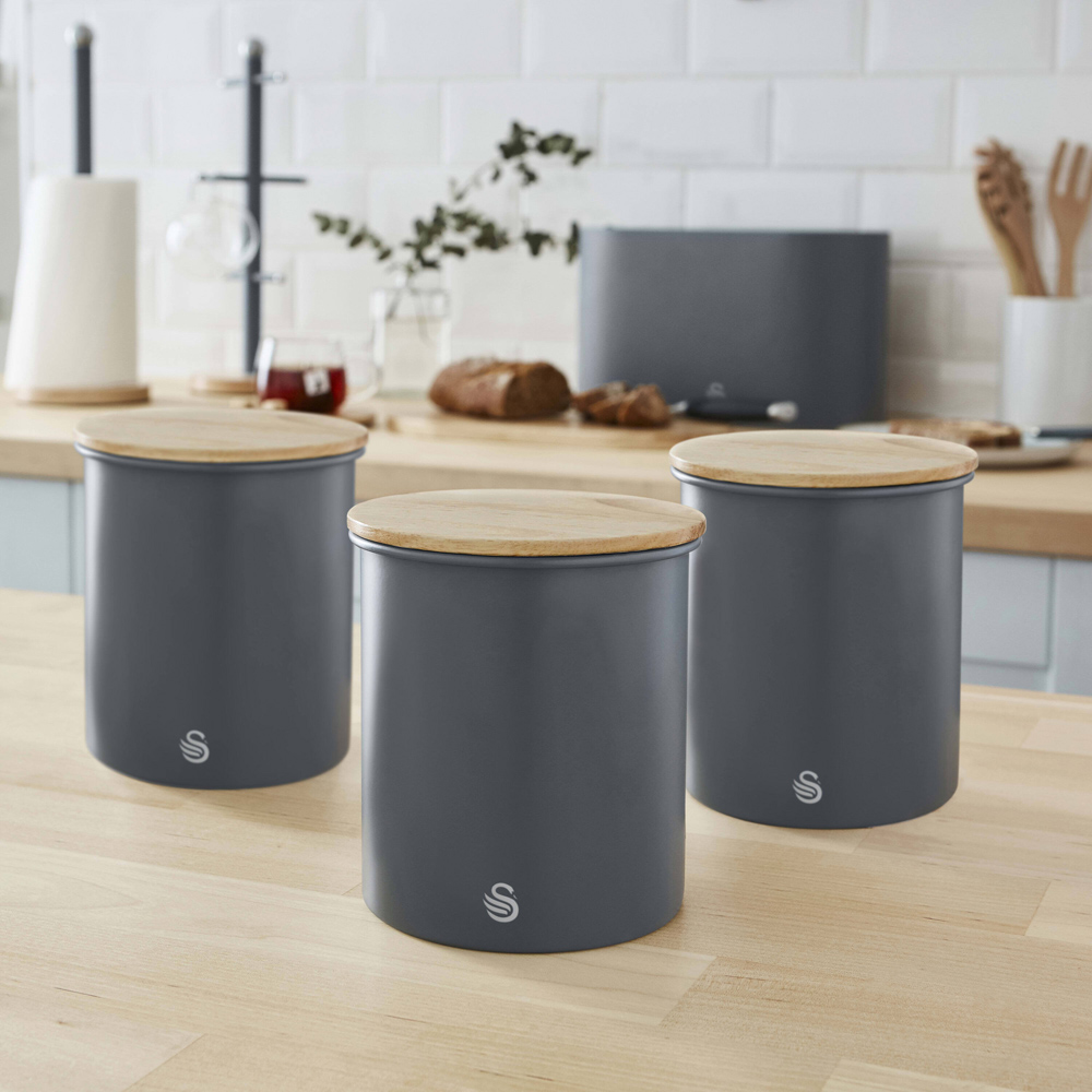 Swan 3 Piece Slate Grey Canisters Image 2