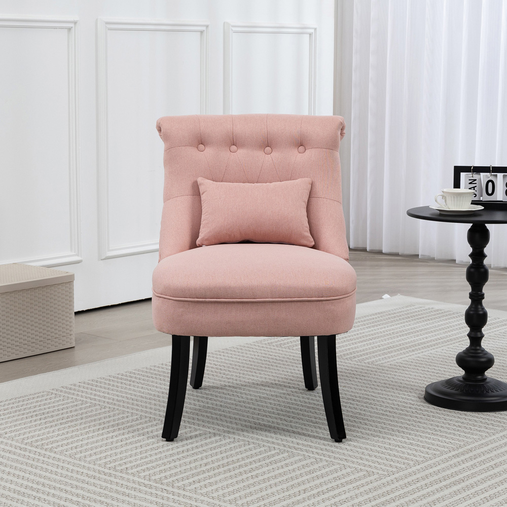 HOMCOM Pink Upholstered Fabric Tub Chair Image 7