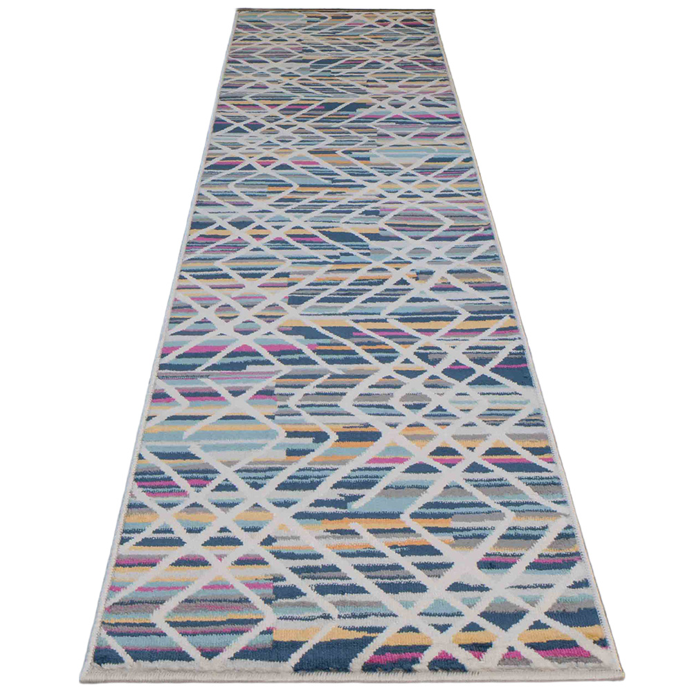 Kukoon Multicolour Vibrant Striped Geometric Rug 240 x 60cm Image 1