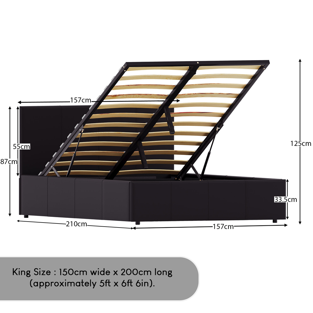 Vida Designs Lisbon King Size Black Faux Leather Ottoman Bed Image 8