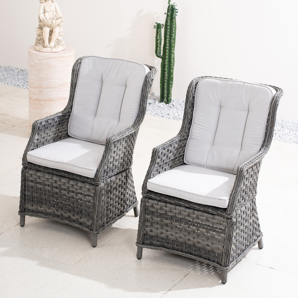 Direct Wicker Set of 2 Grey Double-Woven PE Rattan Aluminium Garden Chairs Image 4
