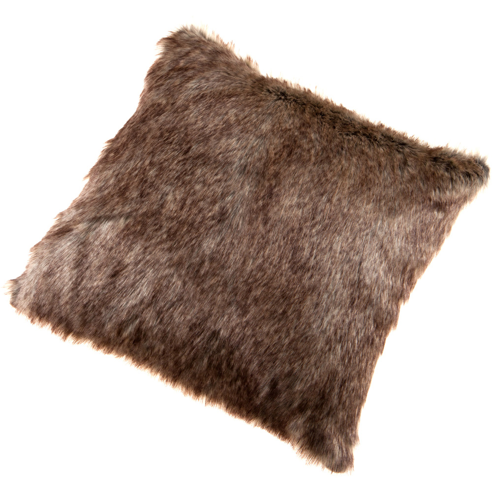 Kaikoo Brown Fur Tipped Cushion Image 1