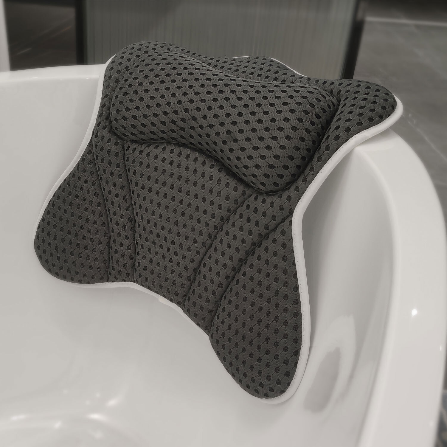 Memory Foam Bath Pillow - Black Image 1