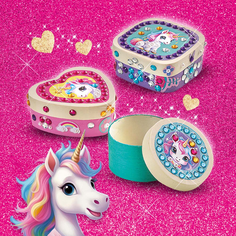 SES Creative Unicorn Diamond Painting Wooden Jewellery Box Set Image 5