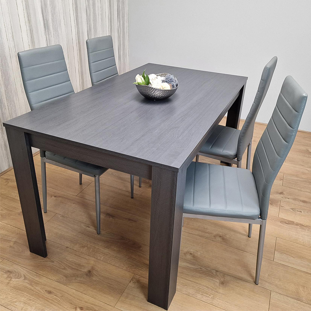 Portland 4 Seater Dining Set Dark Grey and Grey Image 1
