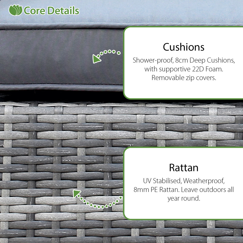 Oseasons Windsor 6 Seater Mixed Grey Rattan Firepit Dining Set Image 5