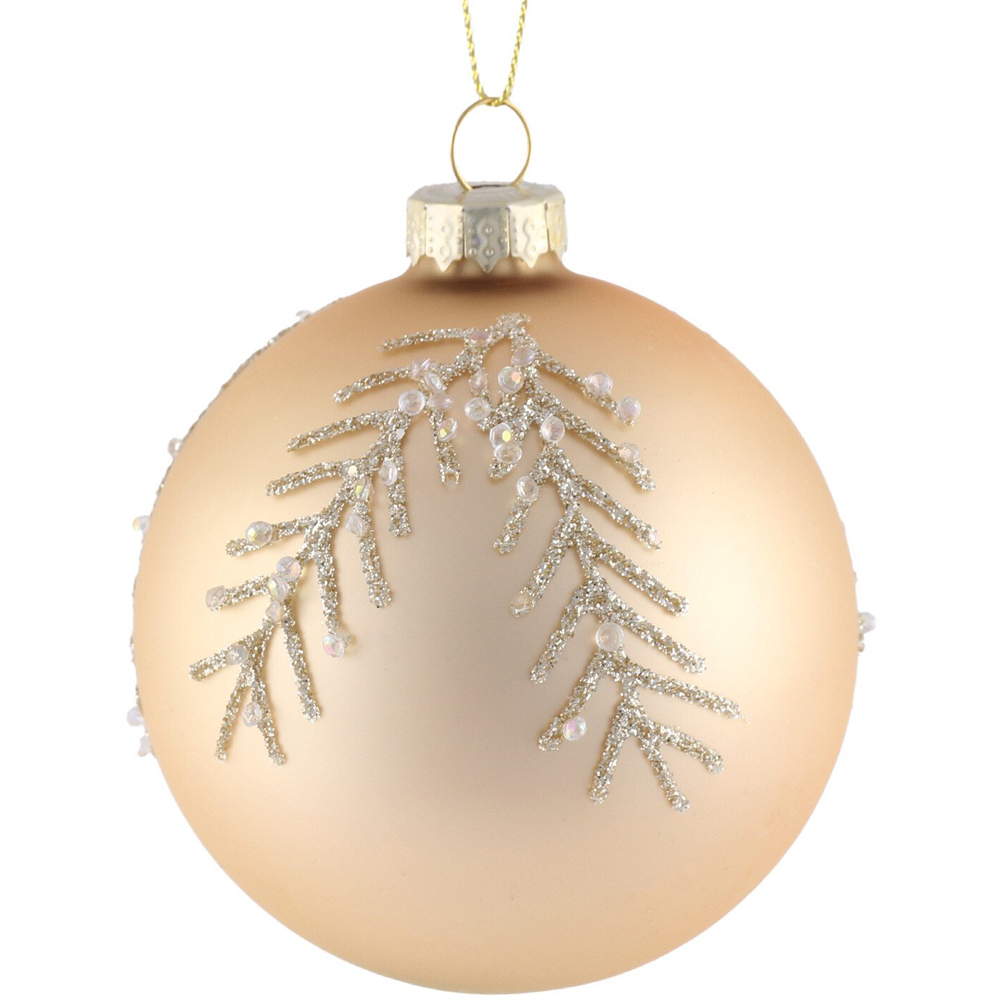 Champagne Fern Design Bauble - Champagne Image 2
