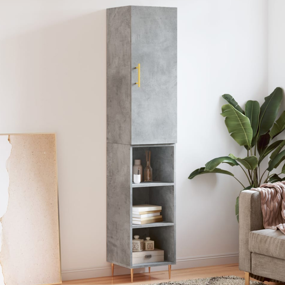 vidaXL Single Door 3 Shelf Concrete Grey Highboard Image 1