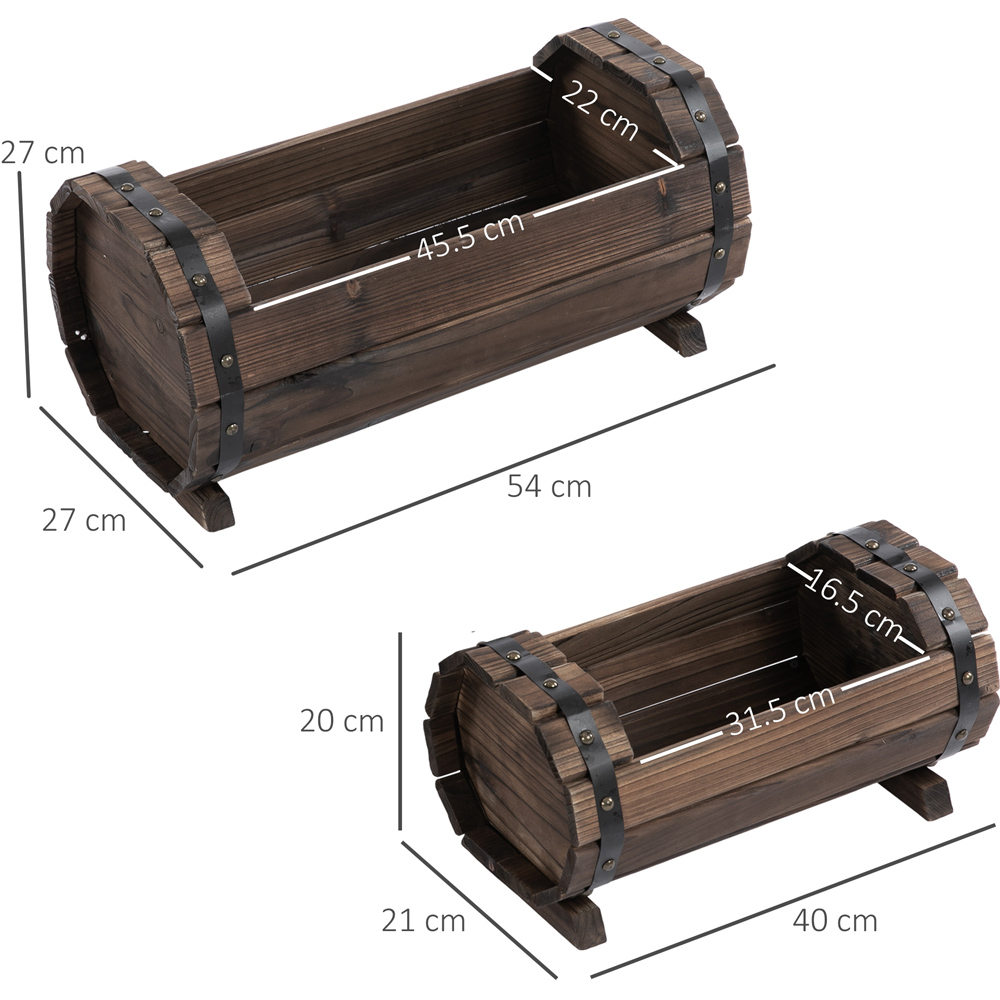 Outsunny Carbonised Wooden Planter 2 Pack Image 7