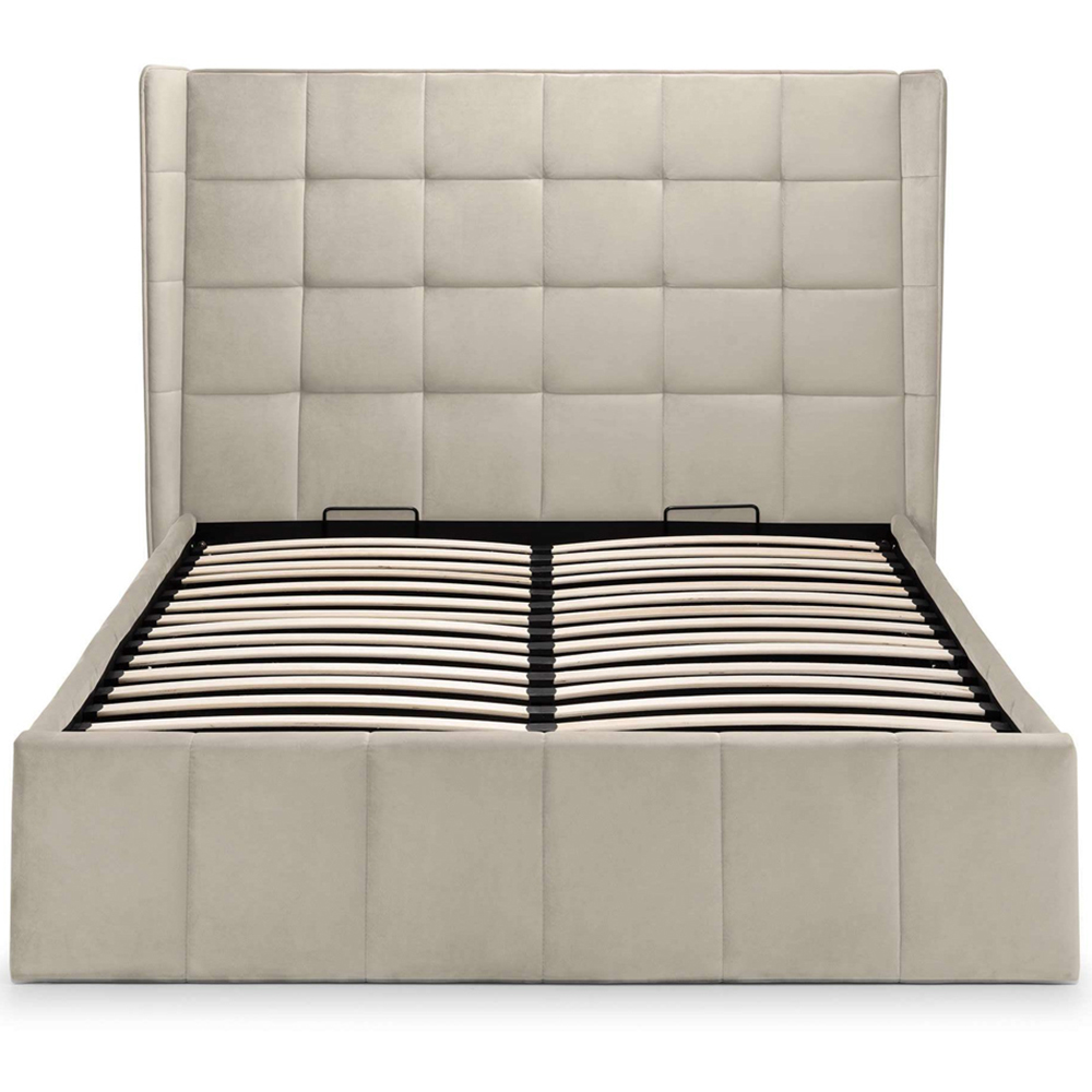Julian Bowen Gatsby King Size Cream Velvet Winged Headboard Ottoman Storage Bed Image 7