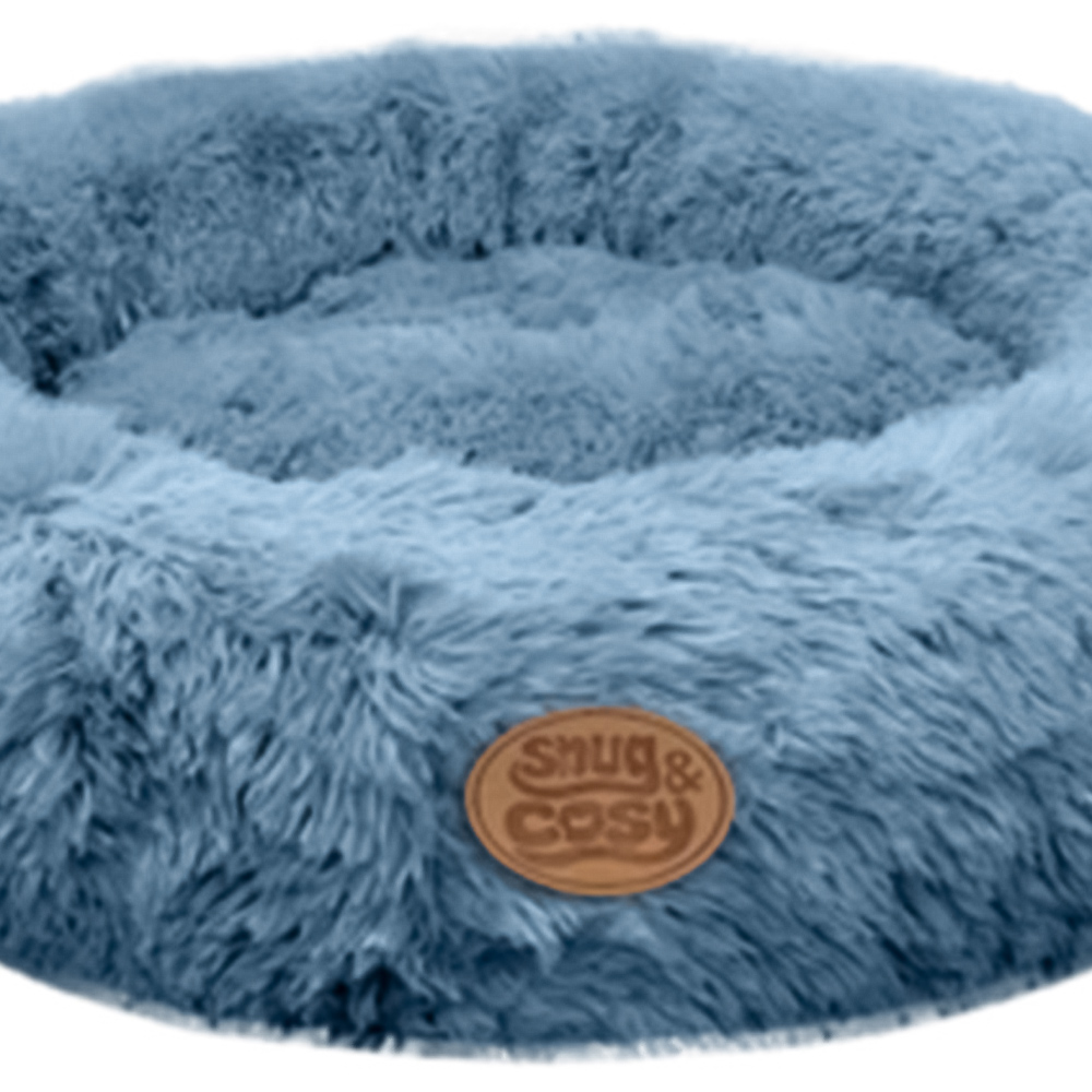 Snug & Cosy Medium Donut Anxiety Relieving Blue Dog Bed Image 3