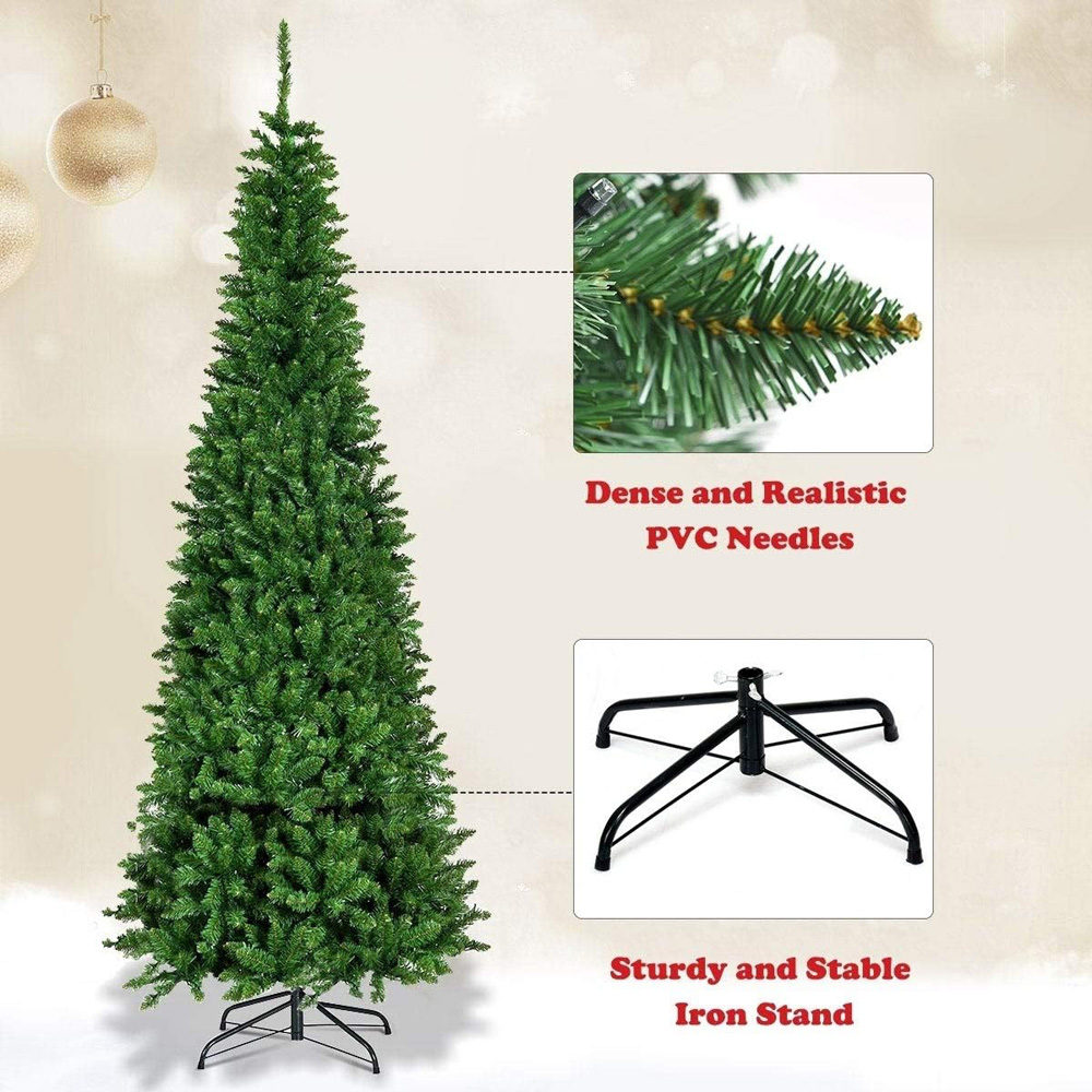 Shatchi Warm White LED Pre-Lit Slim Pencil Artificial Christmas Tree 6ft Image 6