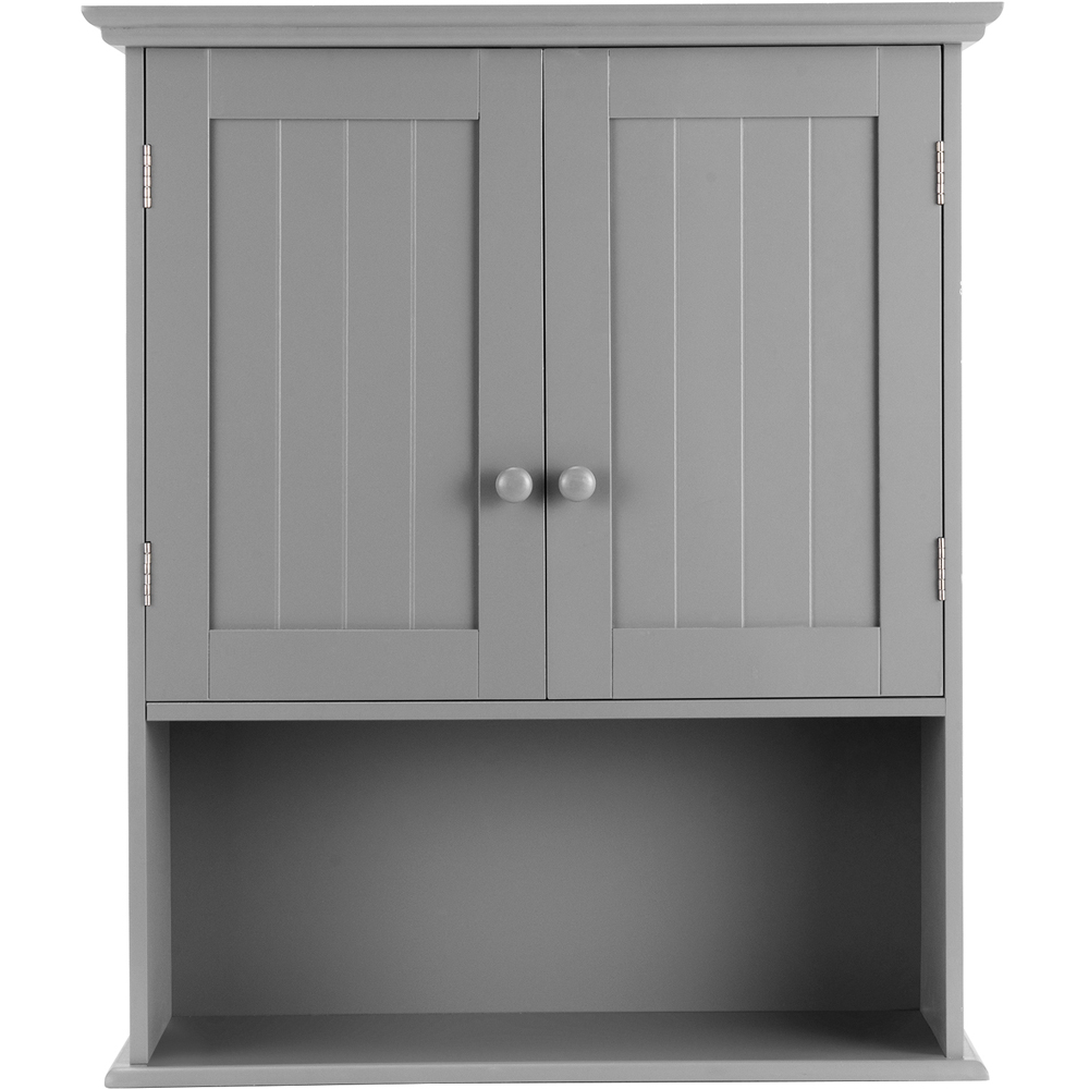 Costway 2 Door Single Shelf Grey Wall Mounted Storage Cabinet Image 2