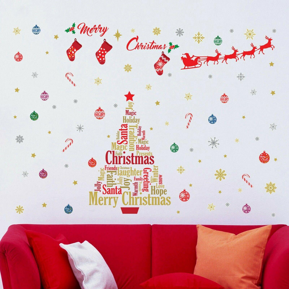 Walplus English Quotes Christmas Tree and Decorations Self Adhesive Wall Sticker Image 2