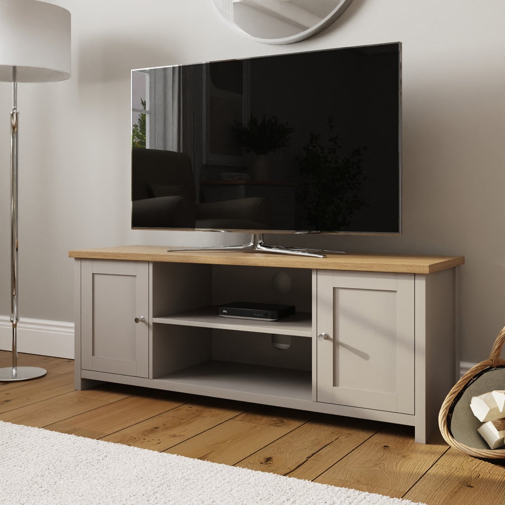 GFW Lancaster 2 Door 2 Shelf Grey Large TV Cabinet Image 6
