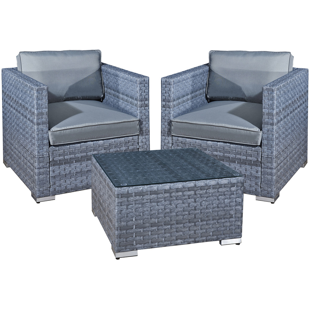 Oseasons Malta 2 Seater Ocean Grey Rattan Lounge Set Image 2