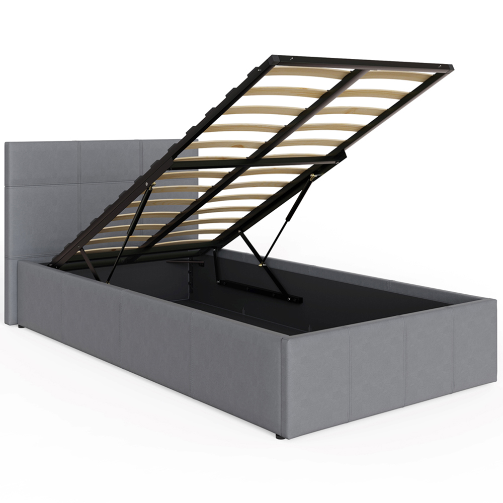 GFW Single Grey Faux Leather End Lift Ottoman Bed with Bonnell Mattress Image 4