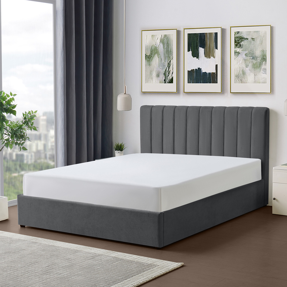 Brooklyn Evelynne King Size Dark Grey Linen Ottoman Bed Image 4