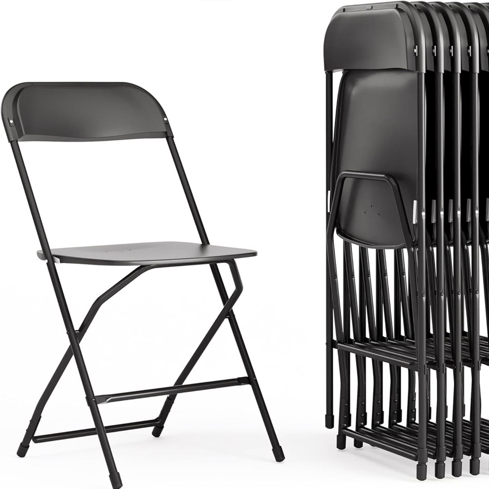 FWStyle Set of 10 Black Folding Plastic Chair Image 2