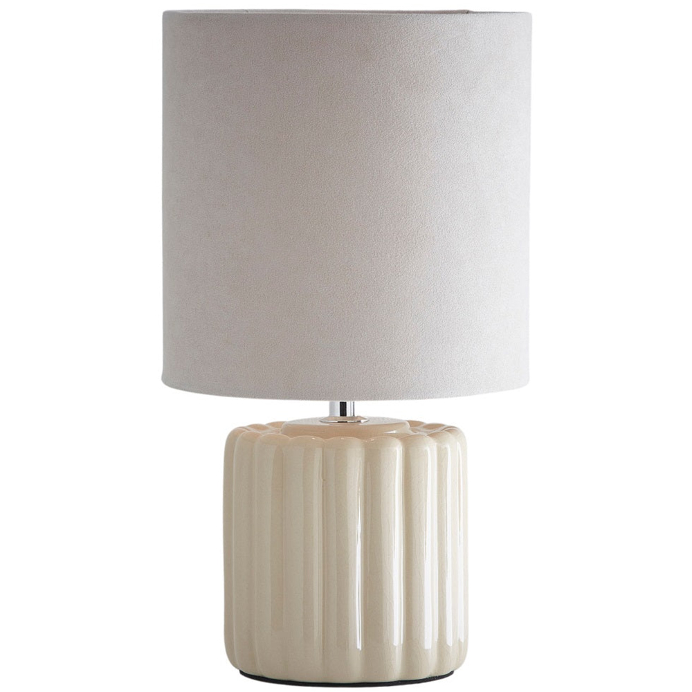 Kliving Zoe Cream Velvet Shade Ceramic Table Lamp Image 1