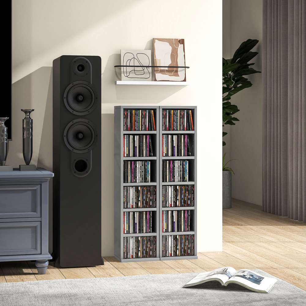 Portland High Gloss Grey CD and DVD Storage Unit 2 Pack Image 3