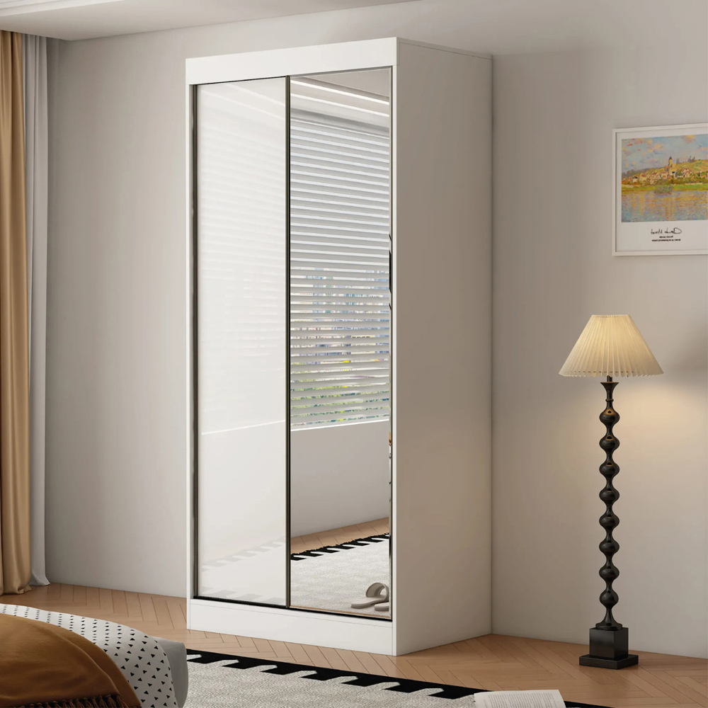 ARTESA Pacific 2 Door Gloss White Mirrored Sliding Wardrobe Image 1