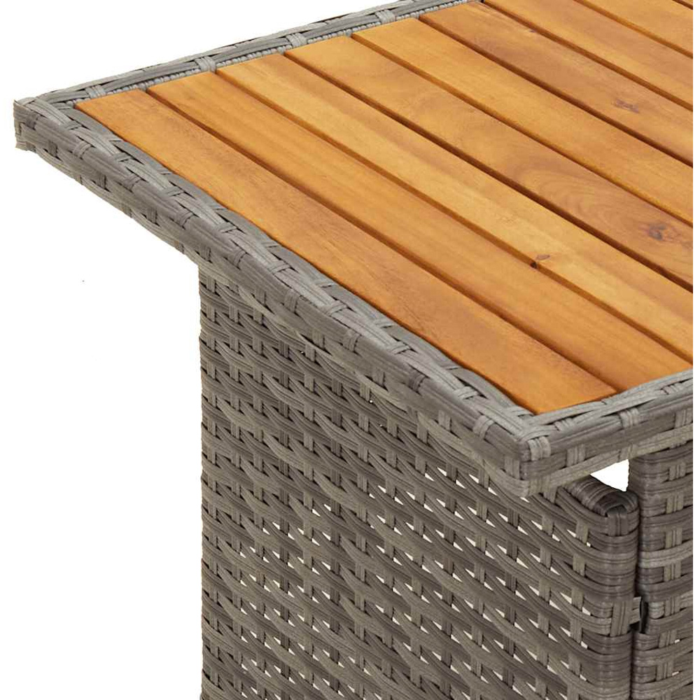 vidaXL Grey Solid Wood Acacia and Polyrattan Garden Table Image 6