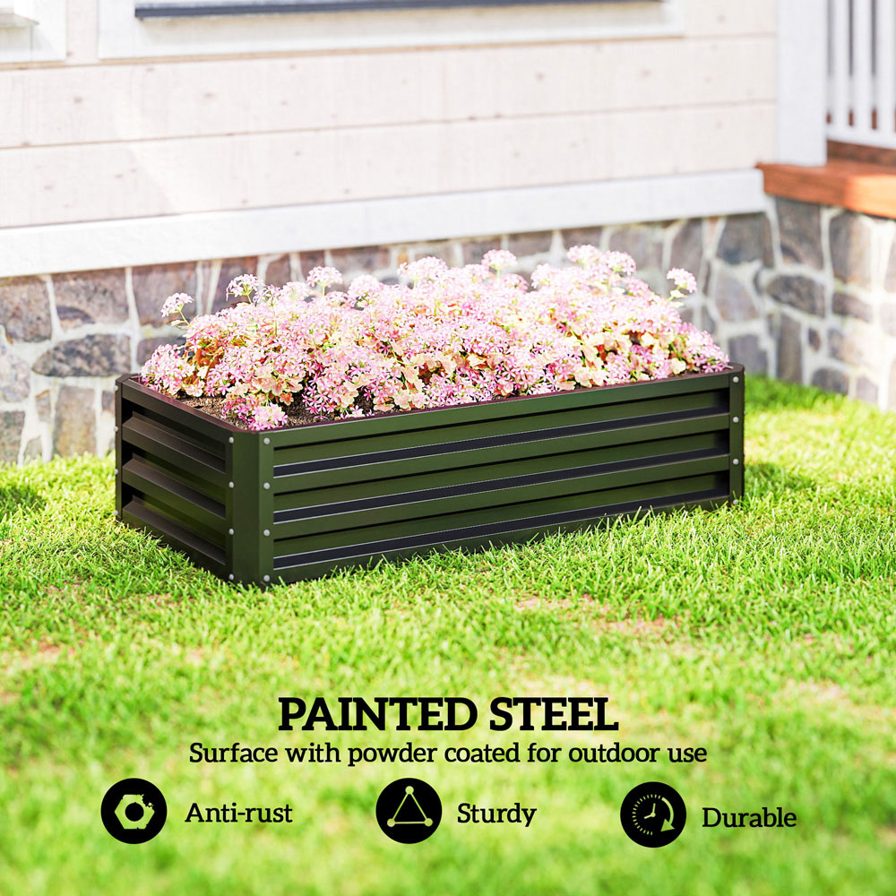 Outsunny Grey Galvanised Steel Raised Garden Bed Planter 30.5 x 60 x 120cm Image 4