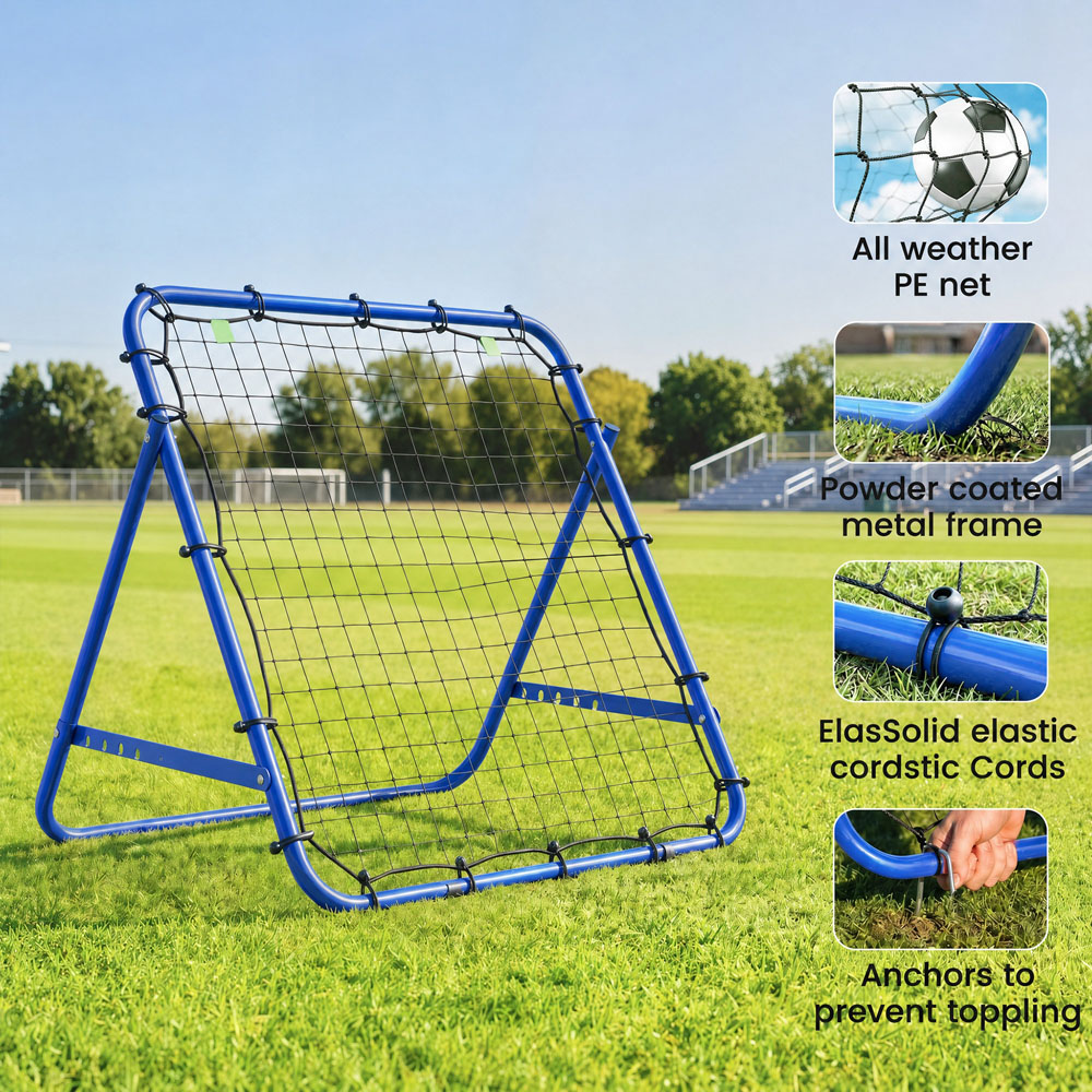 HOMCOM Adjustable Football Rebounder Net Training Aid Blue Image 5