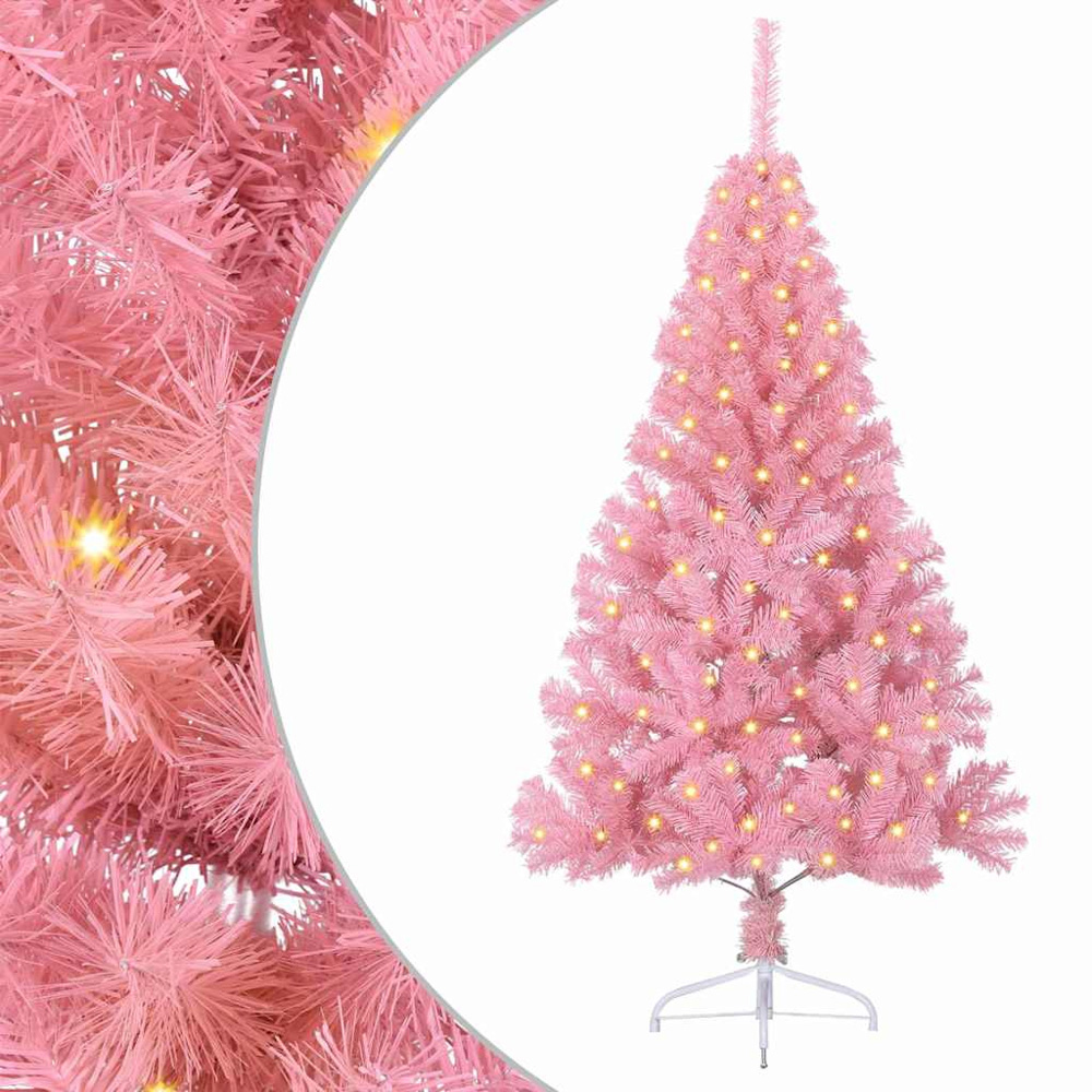 vidaXL Pre-Lit Pink Artificial Christmas Tree 5ft Image 2