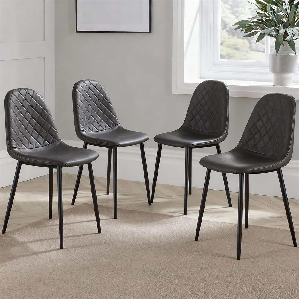 Home Source Grayson and Anastasia 4 Seater Black and Grey Round Dining Set Image 7