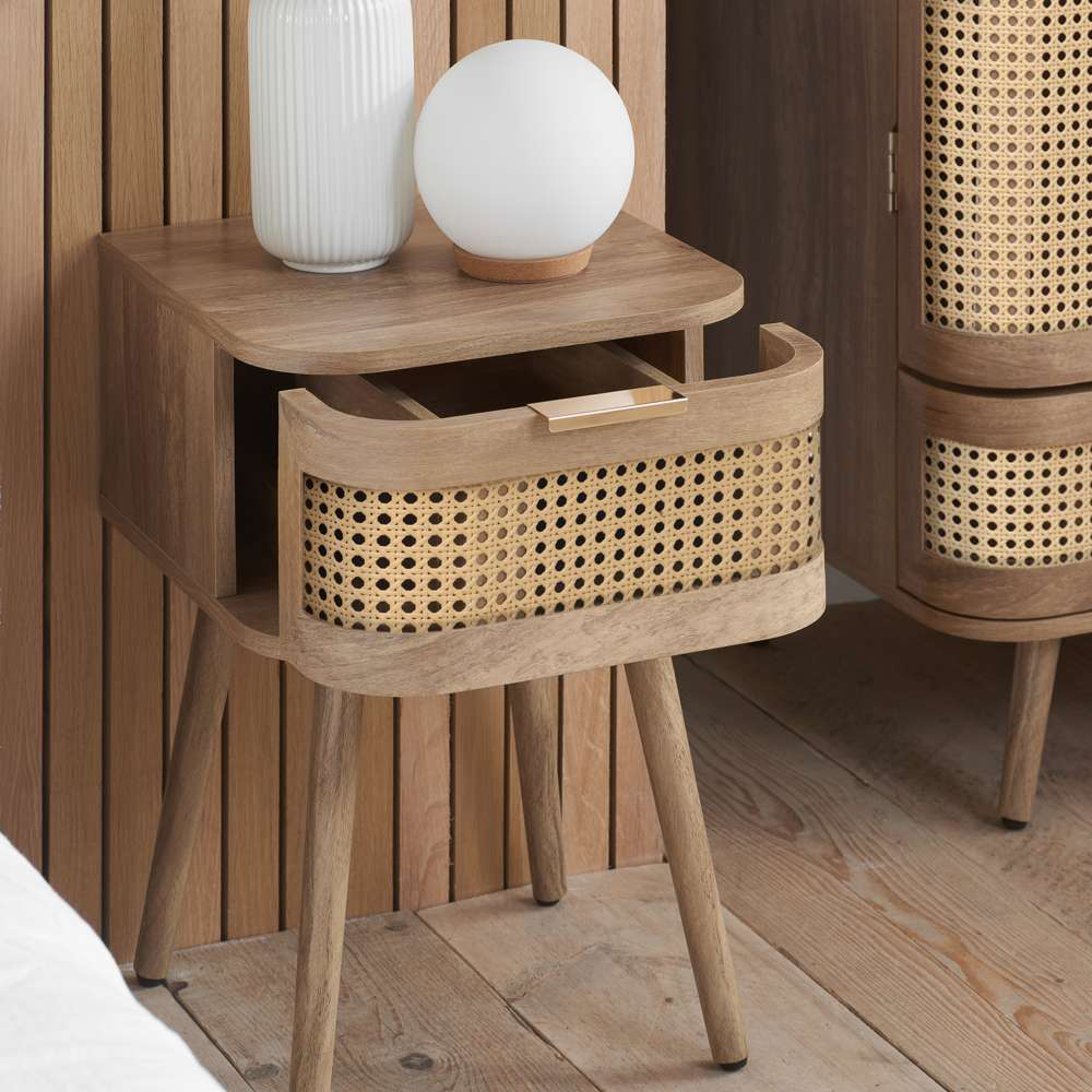Birlea Noah Single Drawer Rattan Effect Bedside Table Image 7