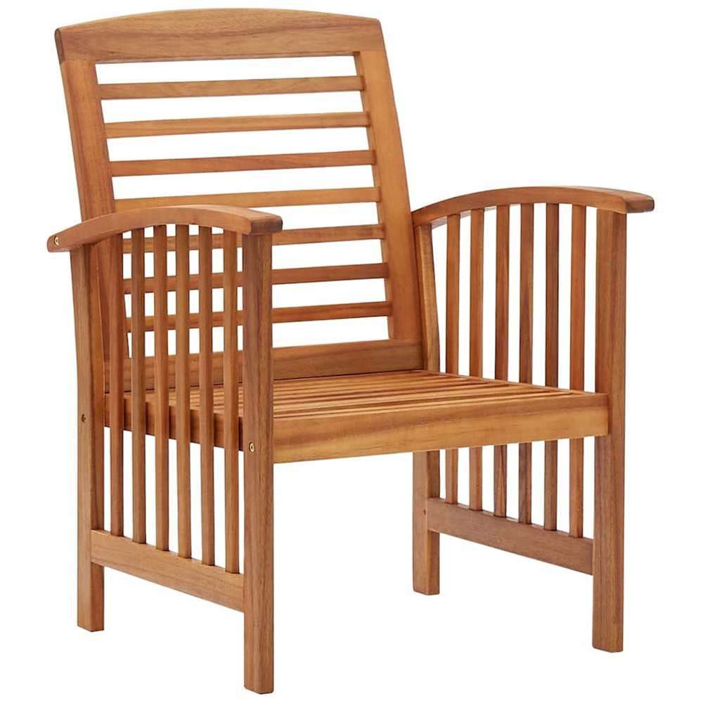 Walplus Set of 2 Solid Acacia Wood Garden Chair Image 3