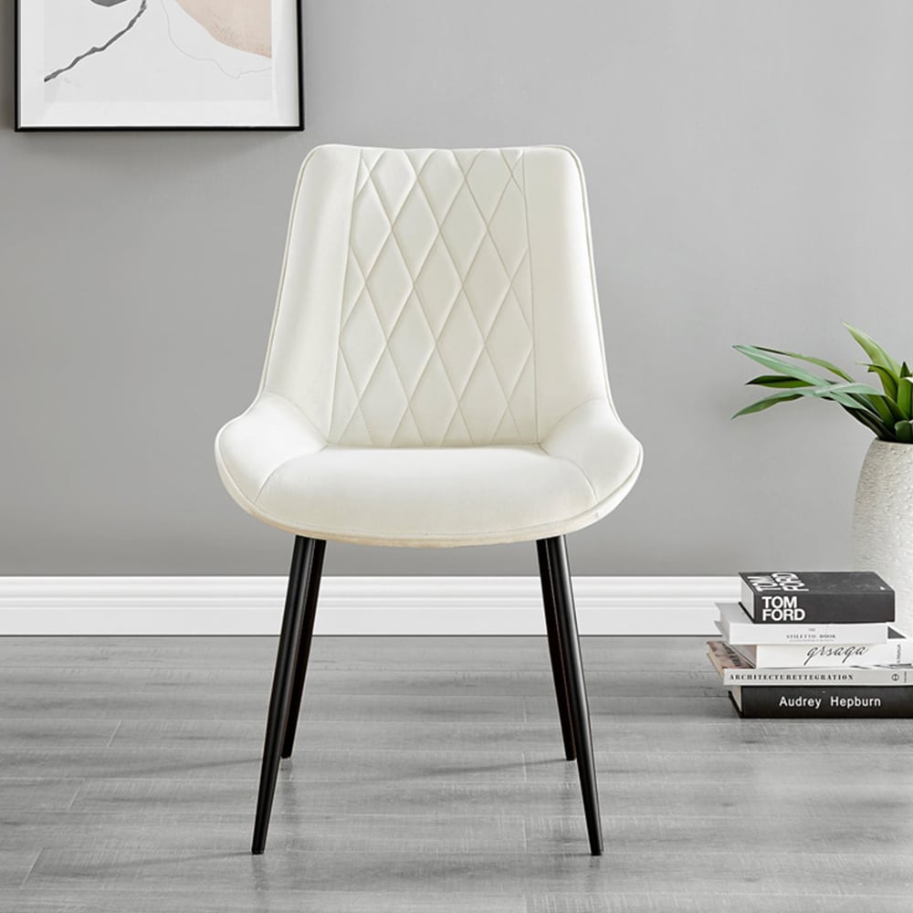 Furniturebox Arona Cesano 6 Seater Round Dining Set White Gloss Black and Cream Image 3