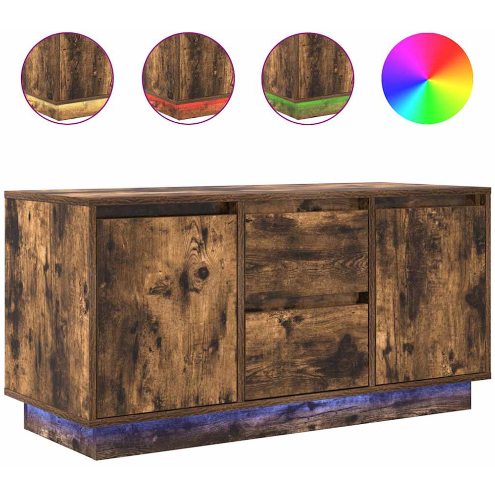 vidaXL 2 Door 2 Drawer Smoked Oak LED TV Cabinet Image 2