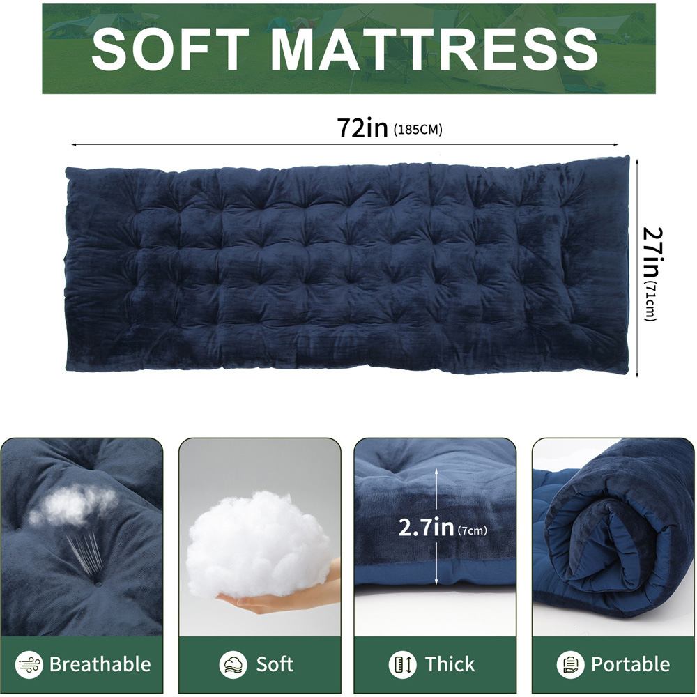 Willowmare Single Blue Portable Folding Camping Bed with Mattress Image 7