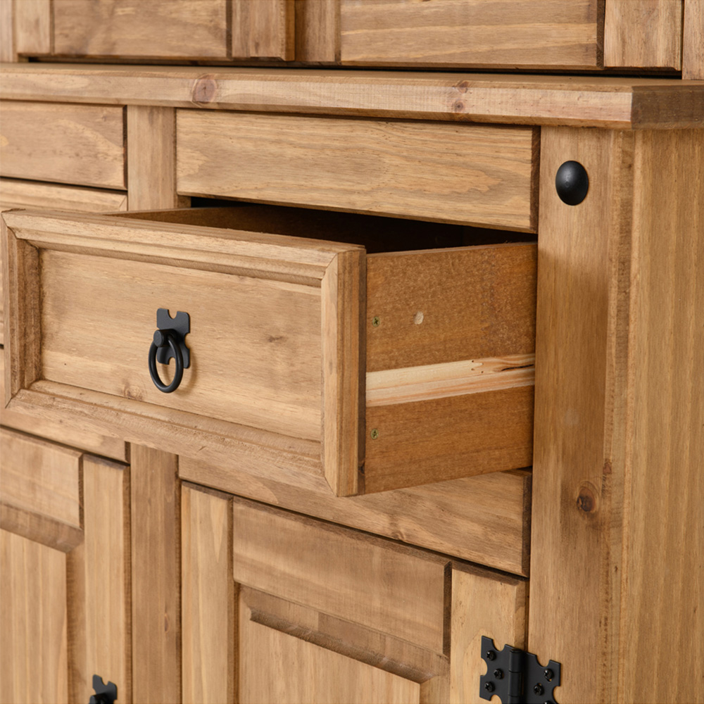 Seconique Corona 4 Door 2 Drawer Distressed Waxed Pine Buffet Hutch Image 5