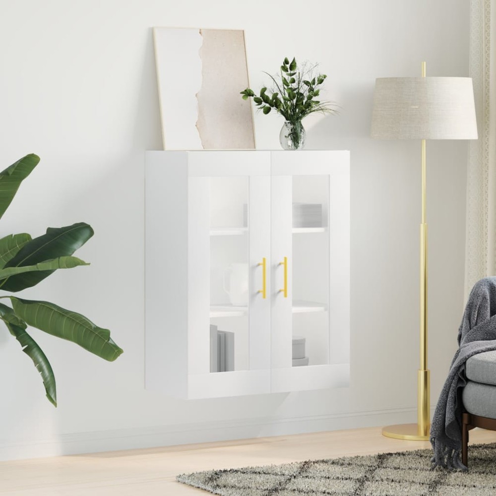 vidaXL 2 Glass Door White Wall Mounted Cabinet Image 3